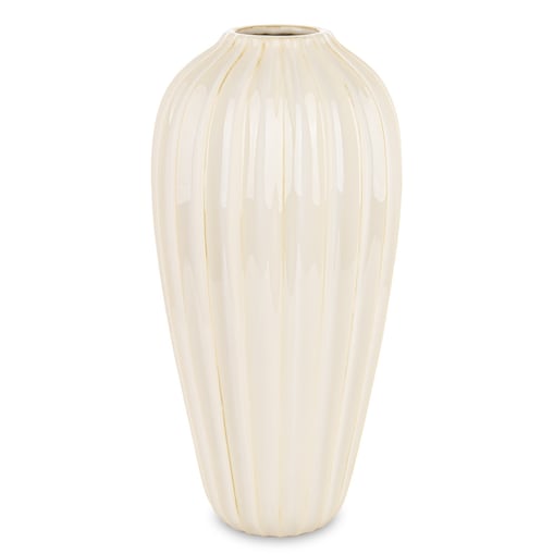 Wazon ceramiczny prążkowany 42x18x18 cm TEJANI-2 beżowy medium