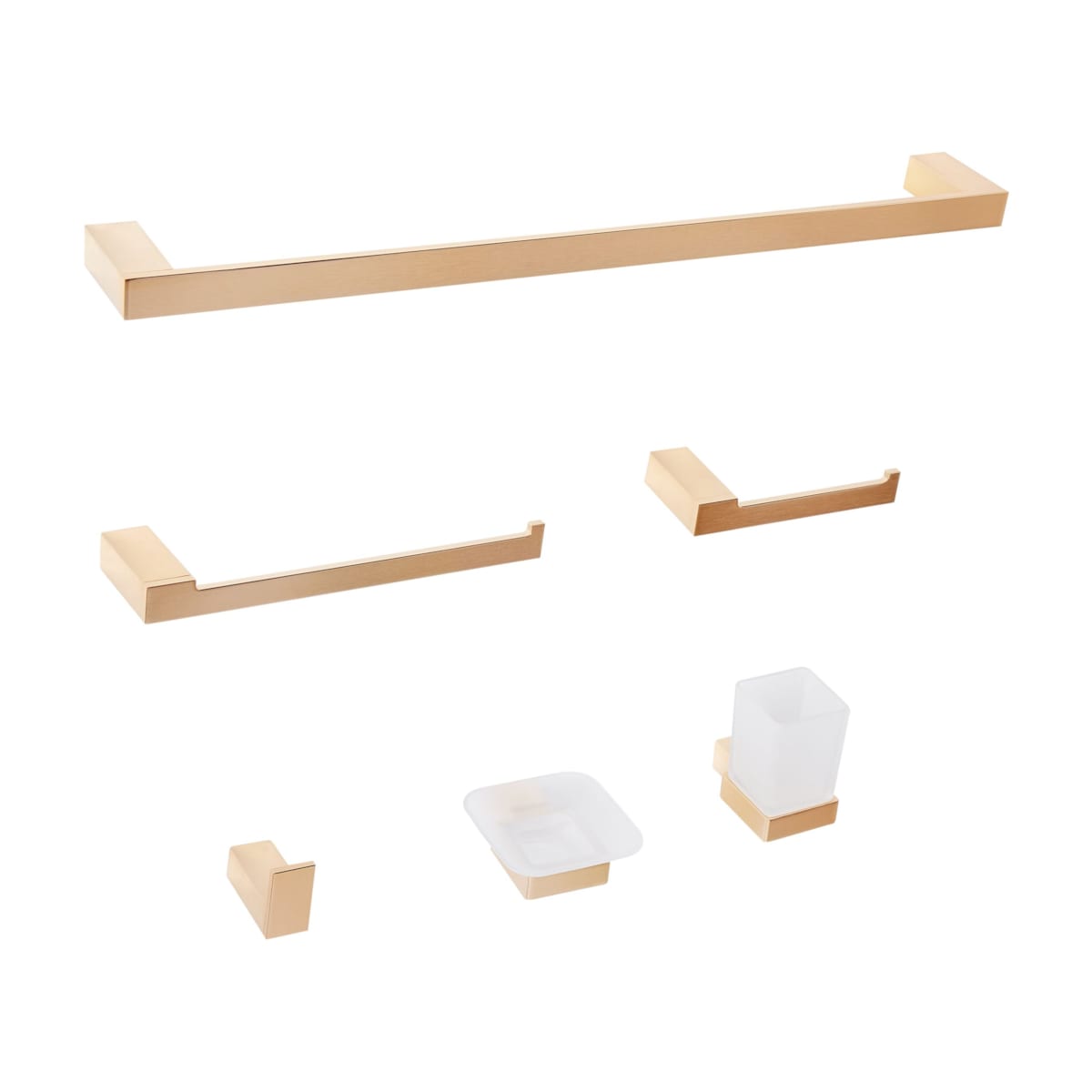 Zestaw akcesoriów toaletowych 6 elementów TUMACO Z uchwytami i haczykami na ręczniki Złoty