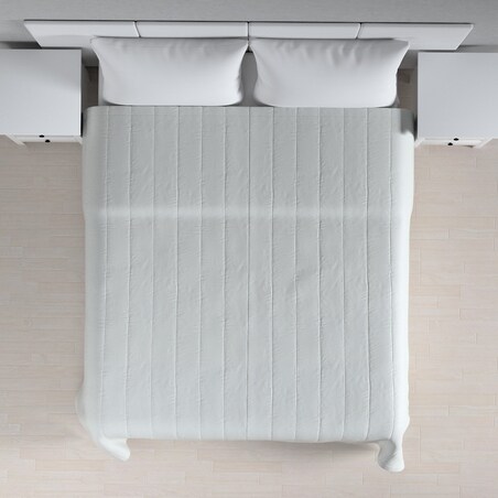 Narzuta pikowana w pasy 200x210 gołębi srebrny z połyskiem