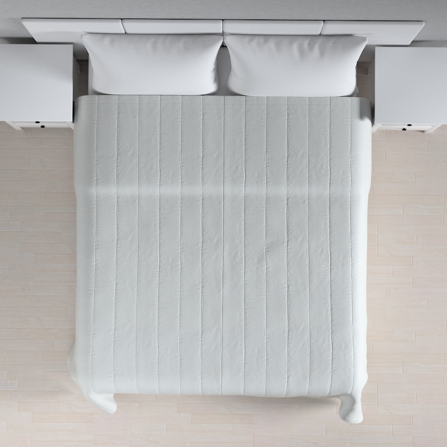 Narzuta pikowana w pasy 200x210 gołębi srebrny z połyskiem