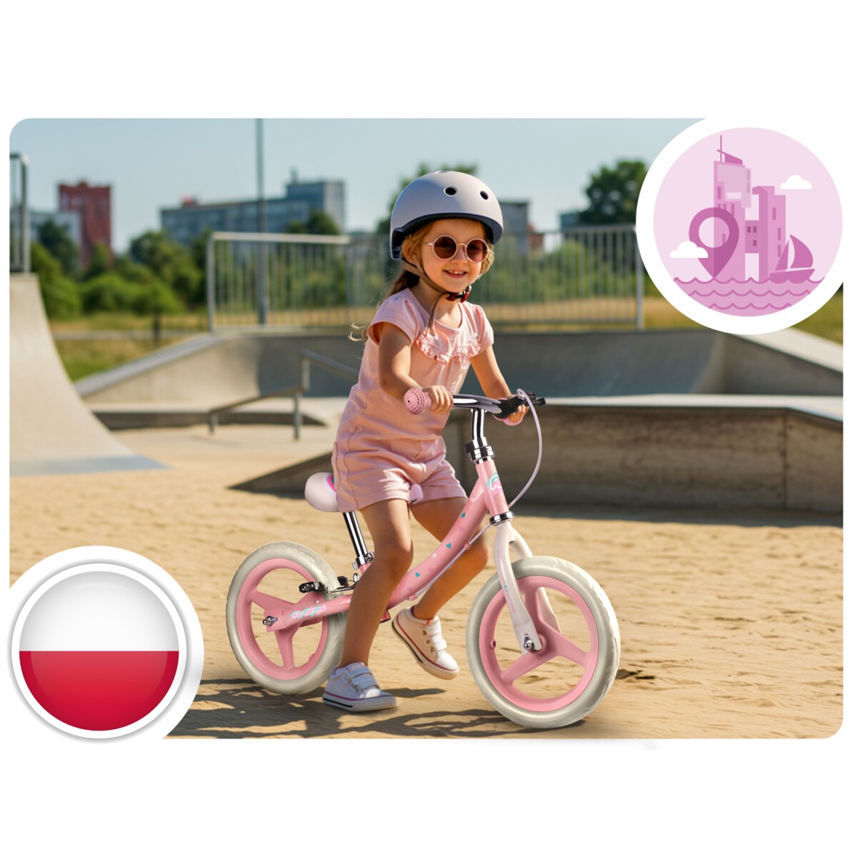 Rowerek biegowy dla dzieci rower dziecięcy lekki Fun Adventure Ricokids różowy