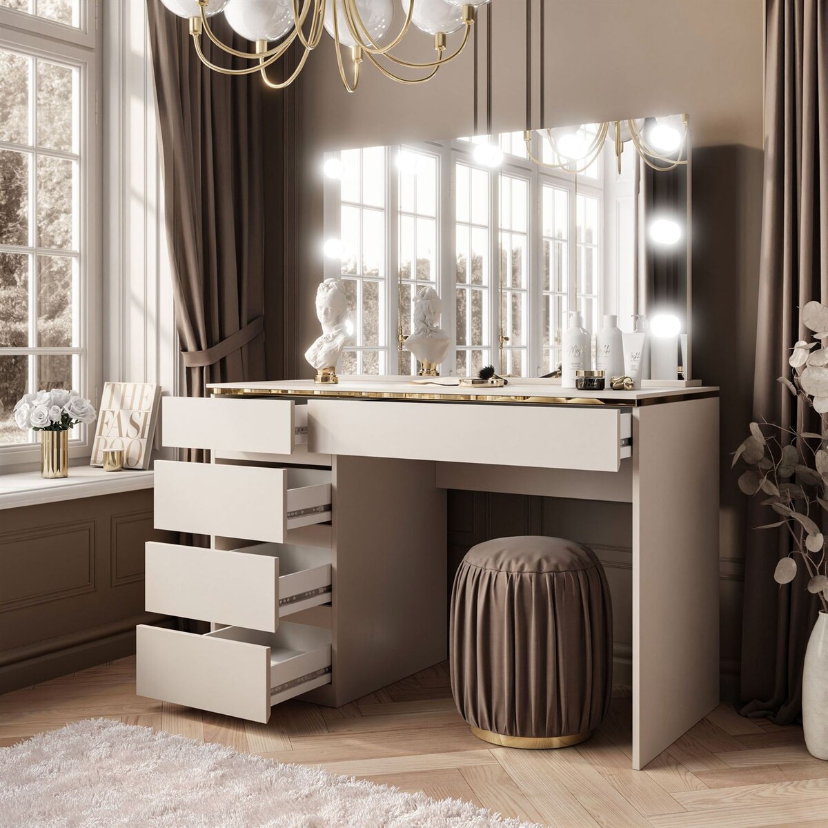 Toaletka AURORA II ELITE kaszmir z lustrem LED