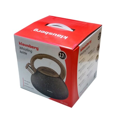 Czajnik stalowy z gwizdkiem 2.7L Wood Line szary KLAUSBERG