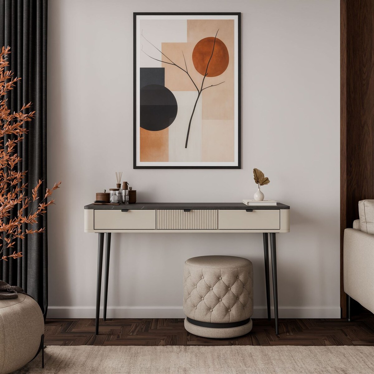 Konsola AUTUMN z szufladami, Kaszmir / Szary Kamień