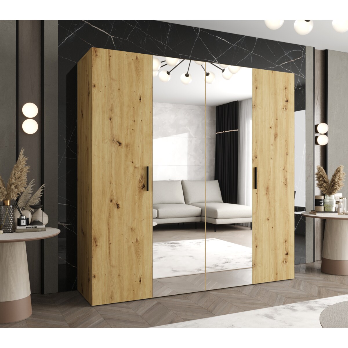 Szafa uchylna otwierana BARI 2 200 wys. 202 cm Artisan + u. Czarny