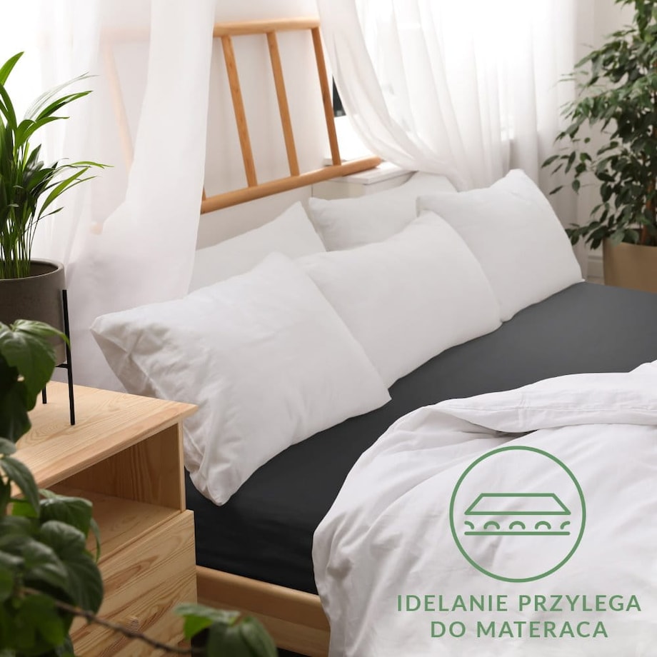 Prześcieradło jersey z gumką 90x200 kolor Czarny