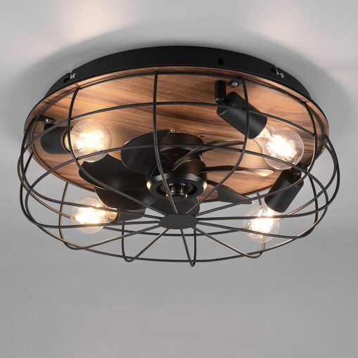 Plafon z wentylatorem TRONDHEIM R61105032 RL Light loft druciak drewniany czarny