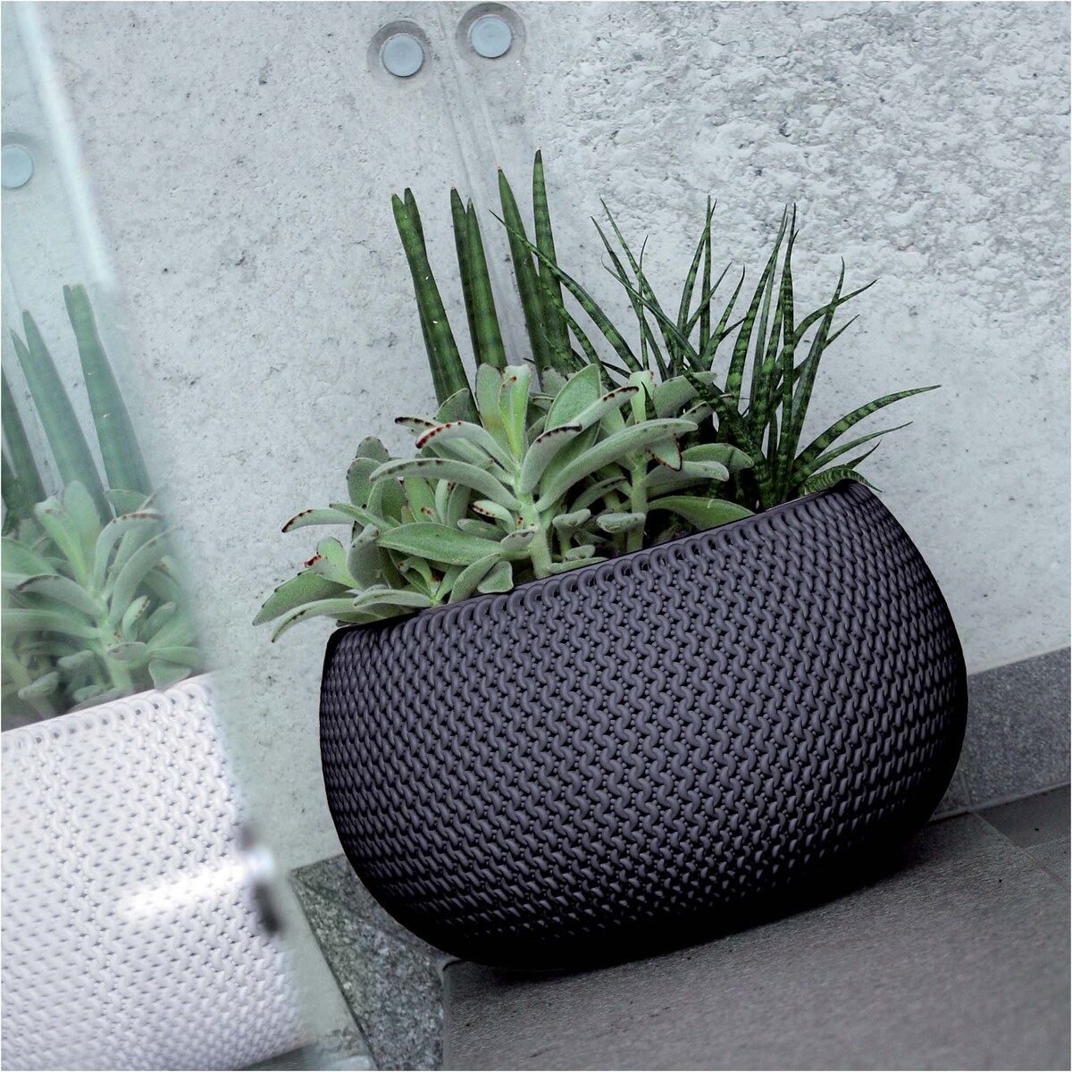 Doniczka Donica Do Domu I Ogrodu Splofy Bowl Antracytowa 29 Cm