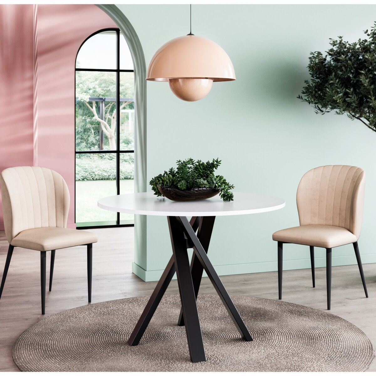 Okrągły stół IGO na matealowej podstawie średnica blatu 75cm- biały