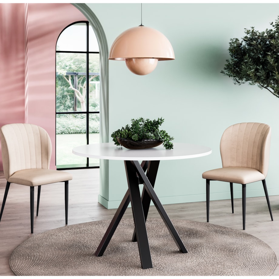 Okrągły stół IGO na matealowej podstawie średnica blatu 75cm- biały