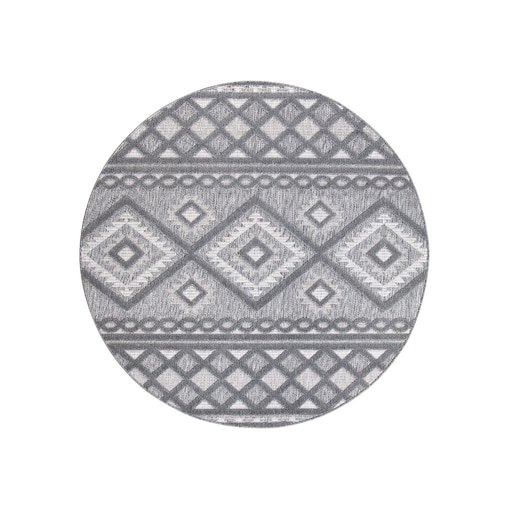 Dywan okrągły na zewnątrz i do wnętrz boho Sanori 4350 Antracyt 160x160