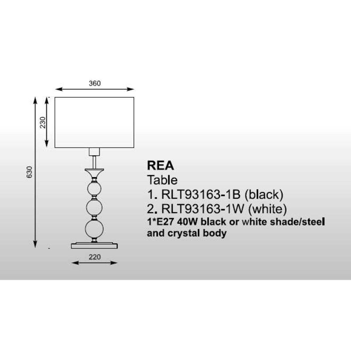 Abażurowa LAMPA stołowa REA RLT93163-1B Zumaline stojąca LAMPKA okrągła czarna