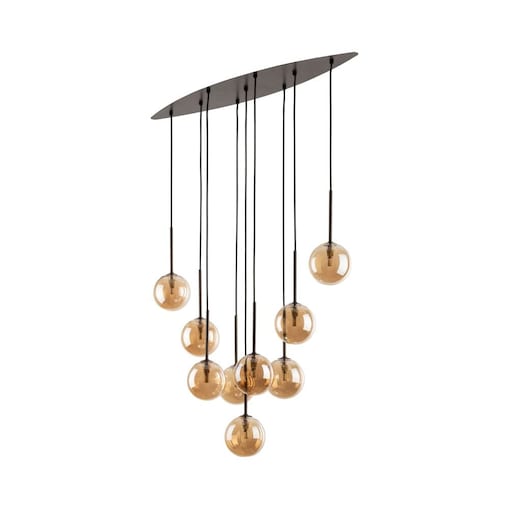 Lampa wisząca ESTERA BROWN 6149 TK Lighting 9xG9 bursztynowe klosze regulowana wysokość brązowa do salonu
