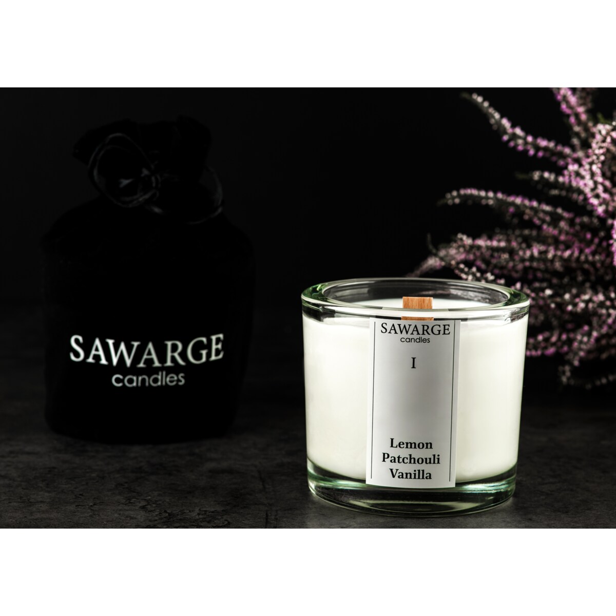 Świeca Zapachowa Sojowa No 1/Drewniany Knot/40hWanilia Paczula Cytryna 200g