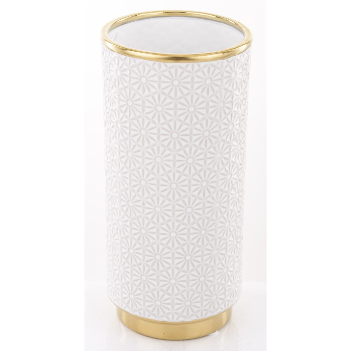 Wazon ceramiczny 24x12x12 cm PIA biały ze złotym obrzeżem