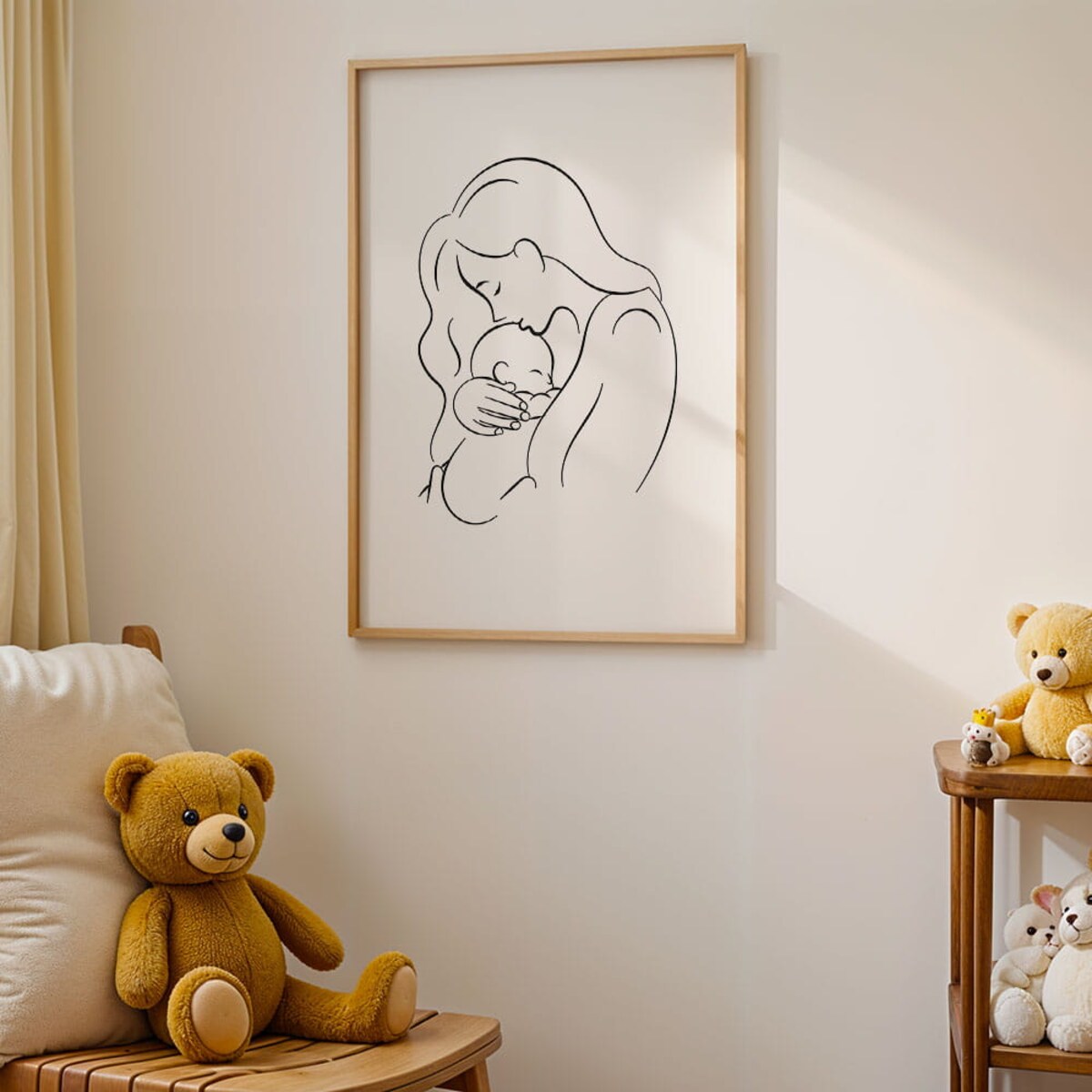 plakat line art mother with child 50x70 cm