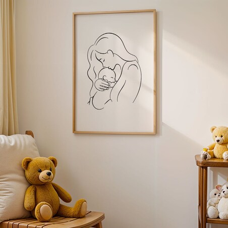 plakat line art mother with child 50x70 cm