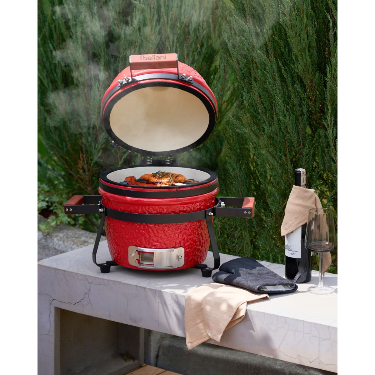 Mini grill węglowy KAMADO Ceramika Czerwony