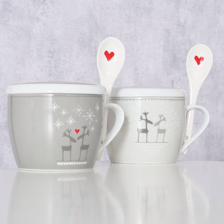 Świąteczny kubek jumbo z pokrywką i łyżeczką LOVELIES, 600 ml