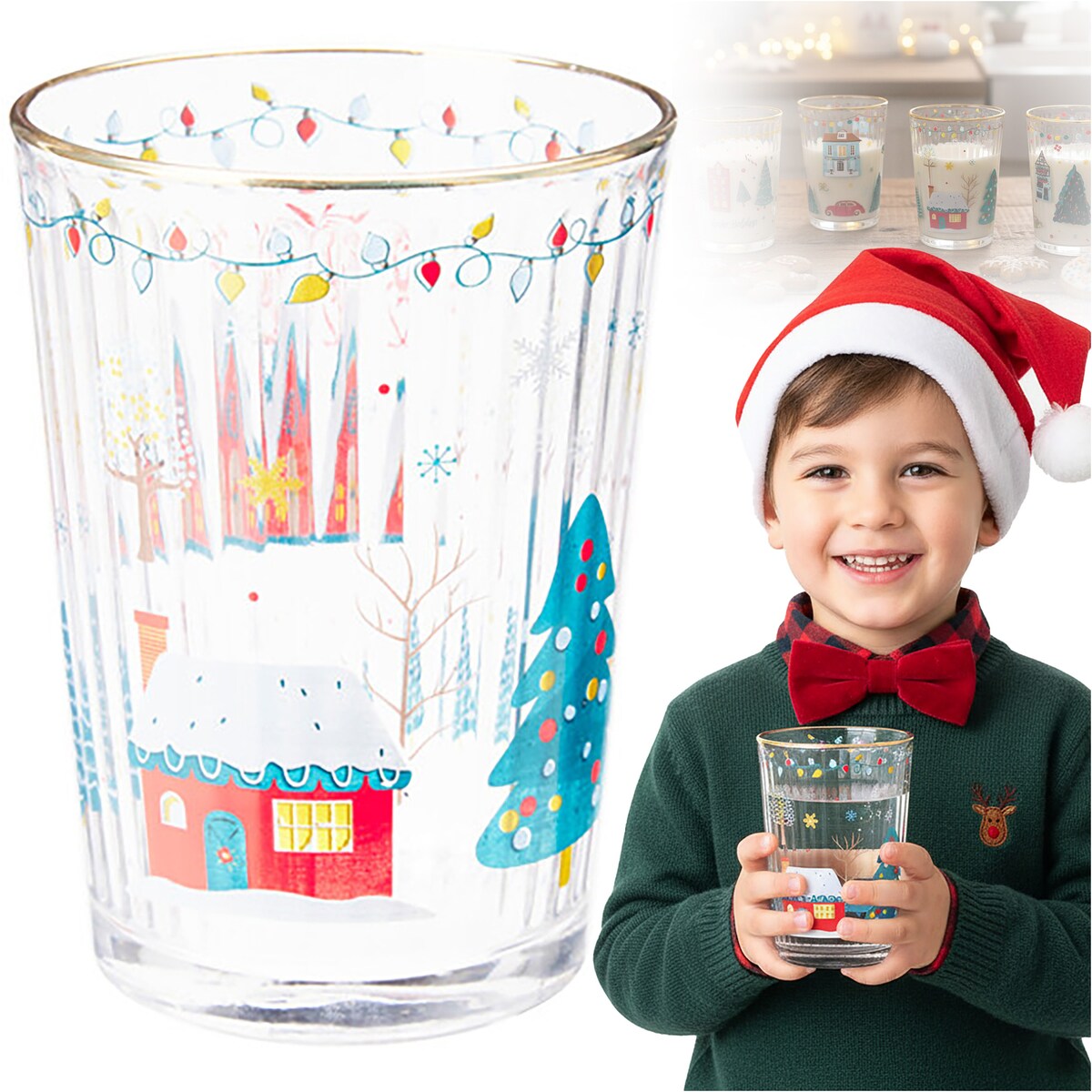 Szklanki Świąteczne Do Napojów Szklany Kubek Świąteczna Na Prezent 500 Ml