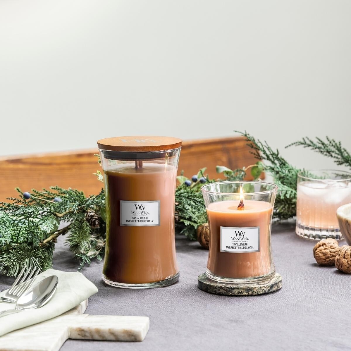 WoodWick świeca duża SANTAL MYRRH