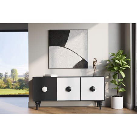 Nowoczesna czarno-biała komoda Dancan PARADIS / szer. 158 cm