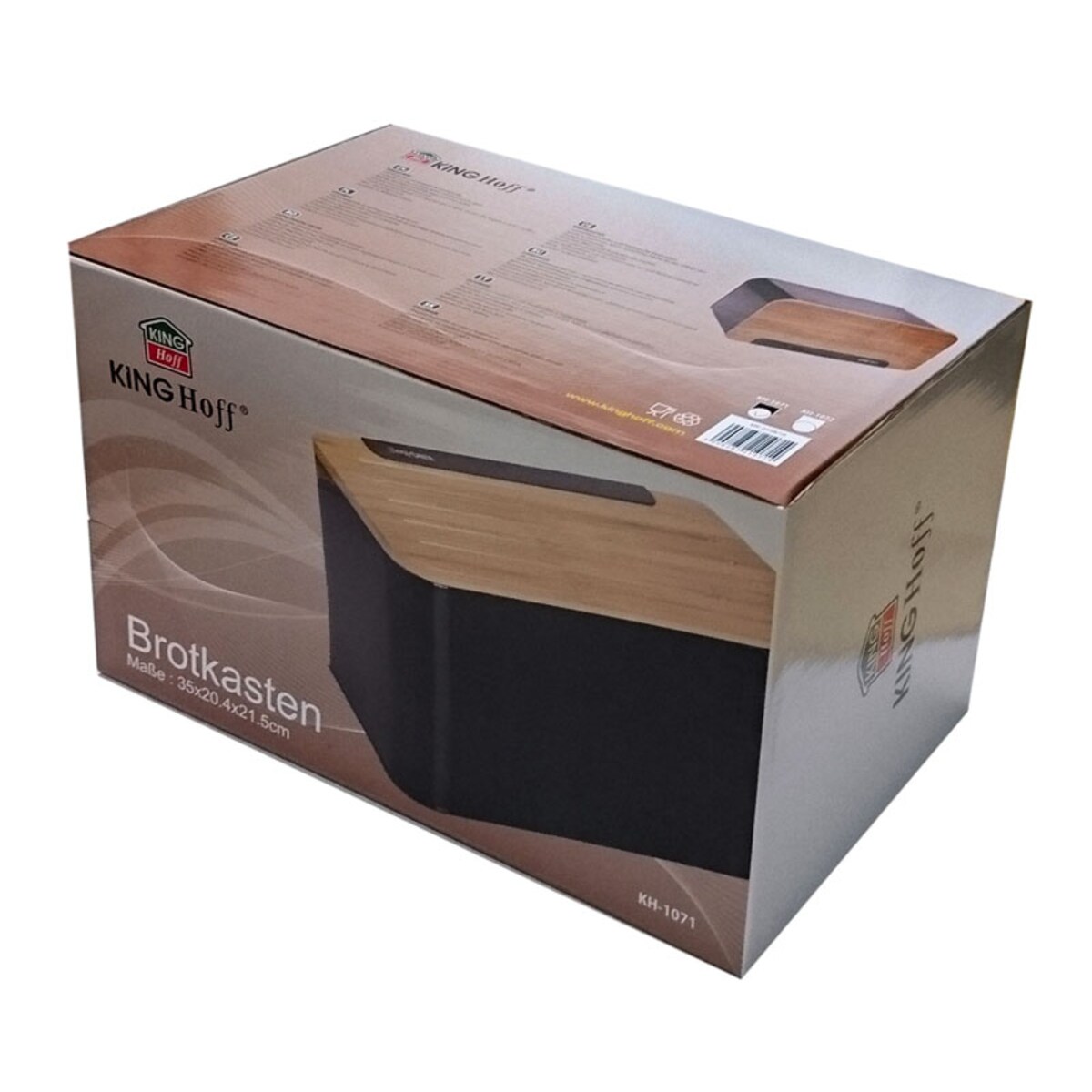 Chlebak stalowy z deską do krojenia czarny KINGHOFF