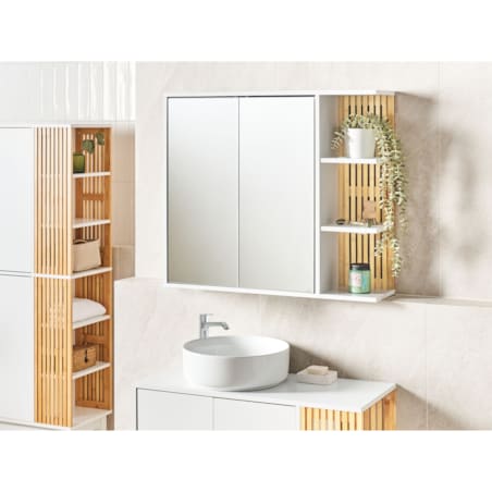 Szafka łazienkowa wisząca z lustrem NUBES 80 cm 70 cm Biały