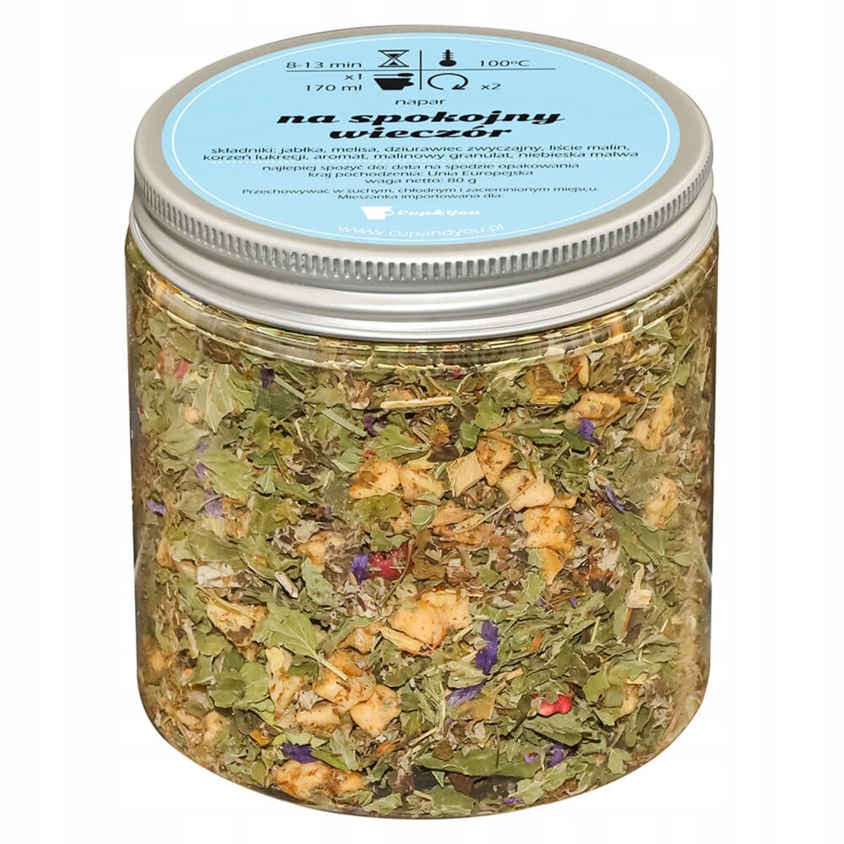 Herbata ziołowa NA SPOKOJNY WIECZÓR o smaku poziomkowym PREMIUM Cup&You - herbata liściasta sypana mieszanka napar susz - gotowa na prezent upominek