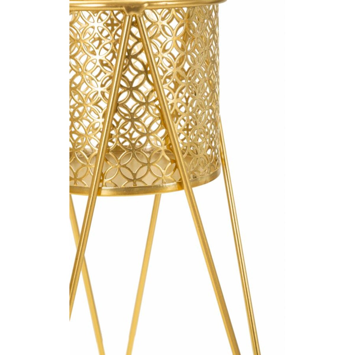 Kwietnik metalowy NAT, zestaw 2 szt., złoty, 21x20x46 i 18x18x32 cm