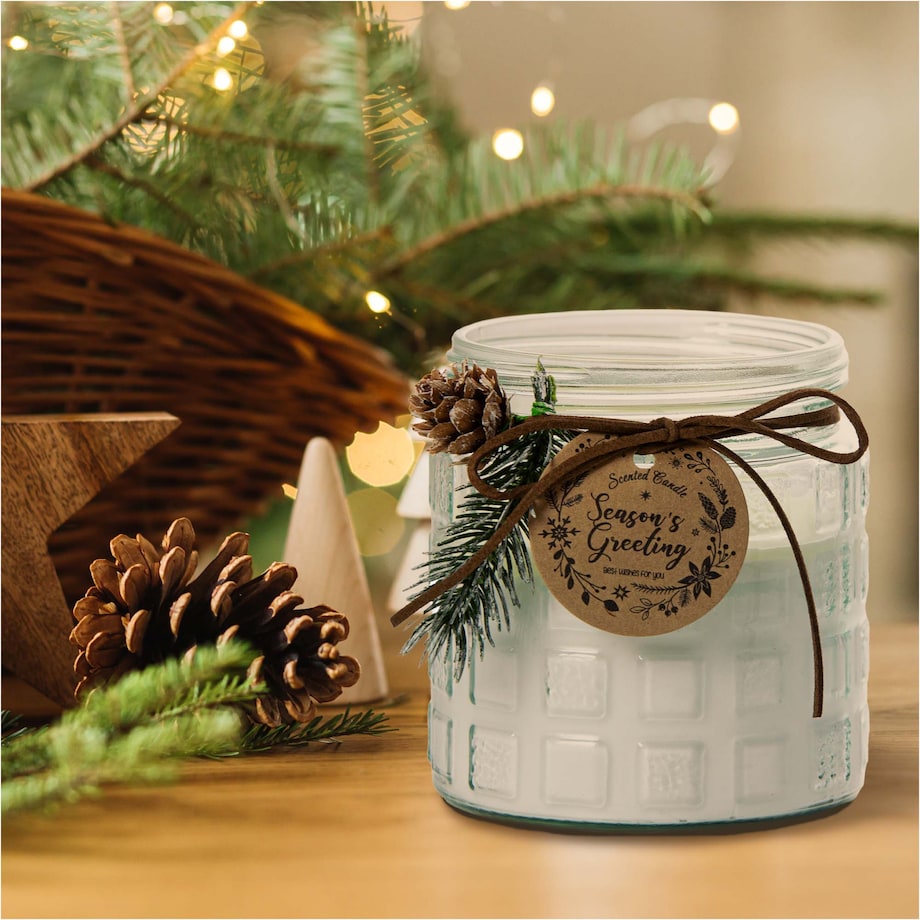 Świeczka Zapachowa Świeca Świąteczna Zapach Drzewny Dekoracja Biała