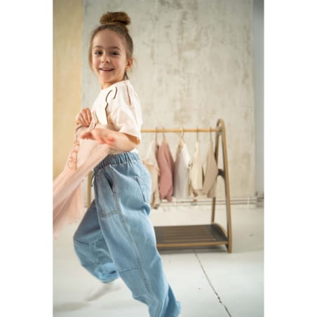 MINI garderoba szafa wieszak montessori + 5 drewnianych wieszaczków - szara