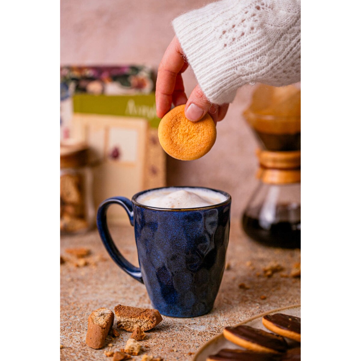 Zestaw kubków Uminami niebieski dla 12 osób Nowoczesny Do zmywarki Komplet