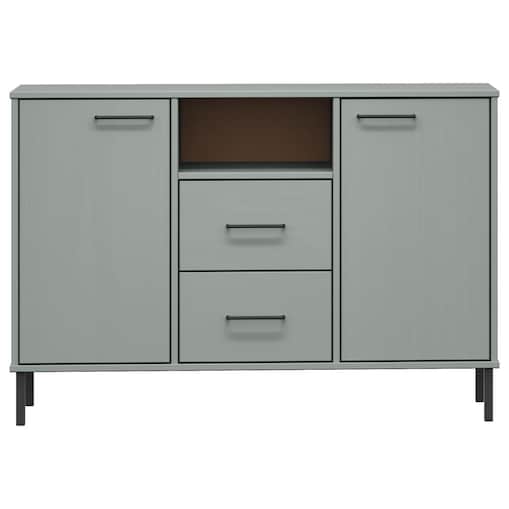 vidaXL Komoda OSLO, metalowe nóżki, szara, 113x40x77 cm