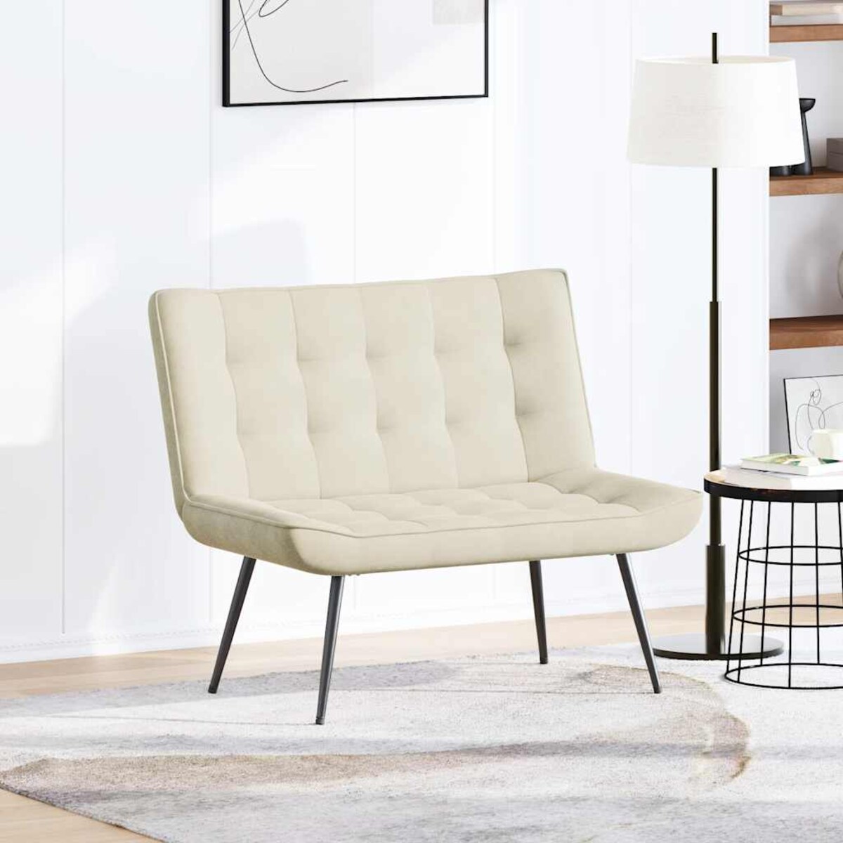 vidaXL Ławka kremowa 110x74x84 cm aksamitna