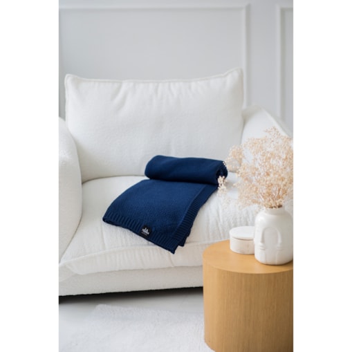 Pled pleciony granatowy, 130 x 160 cm, La Manta