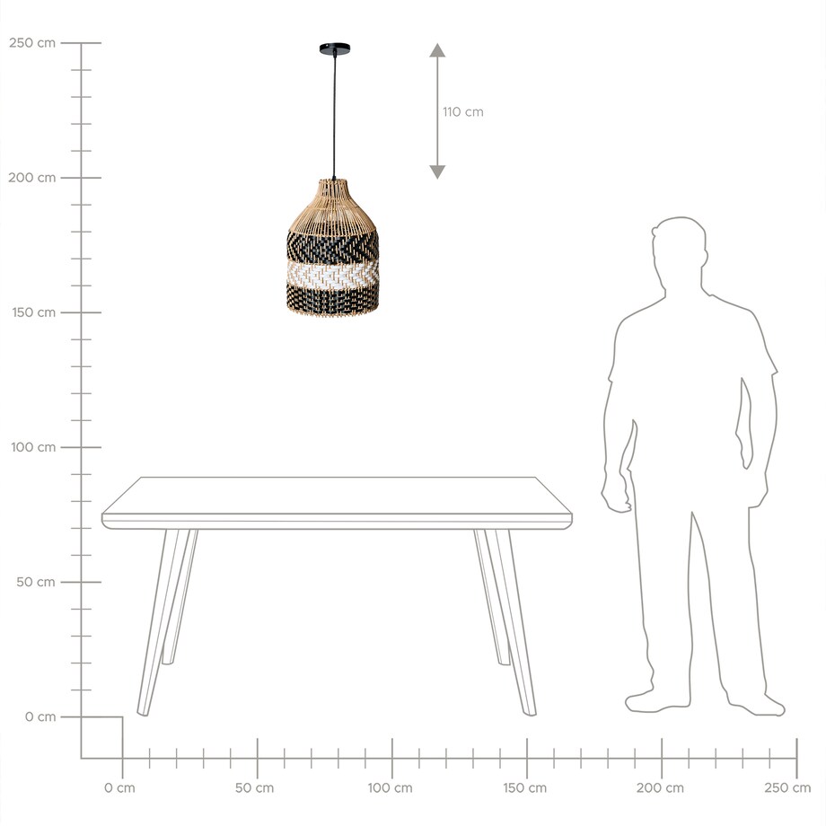 Lampa wisząca TURABO Rattan Czarny/ biały