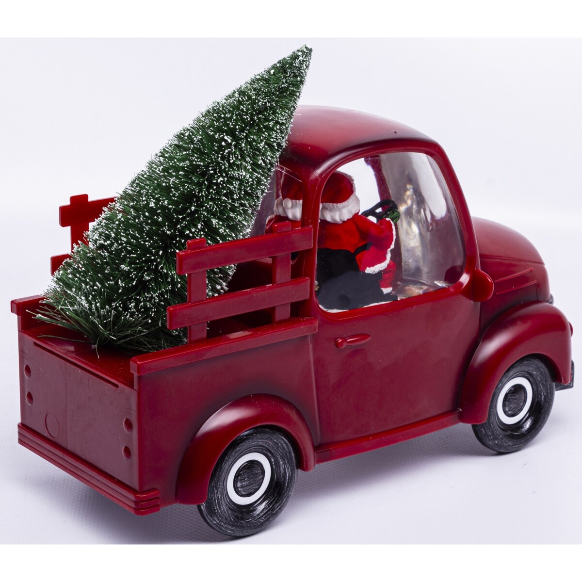Dekoracja - ciężarówka z choinką LED 18x24x10 cm