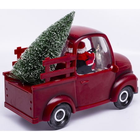 Dekoracja - ciężarówka z choinką LED 18x24x10 cm