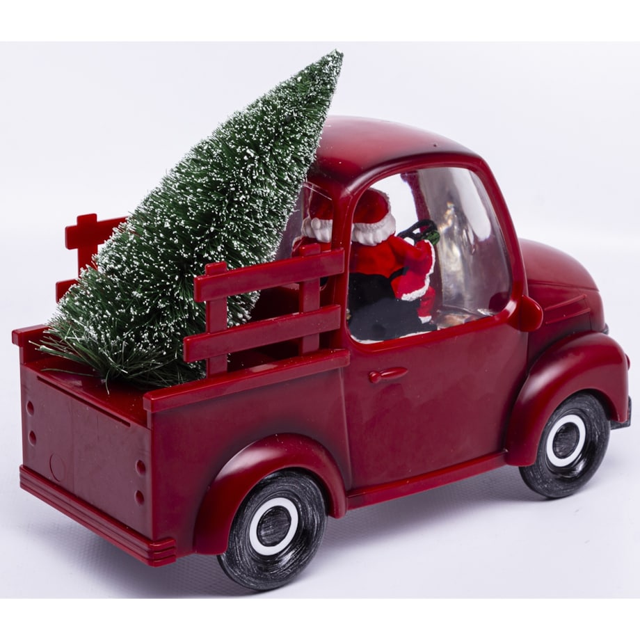 Dekoracja - ciężarówka z choinką LED 18x24x10 cm