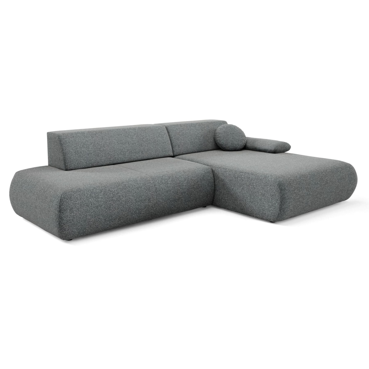 Narożnik rozkładany PENTI z pojemnikiem na pościel, prawy, ciemno-szary