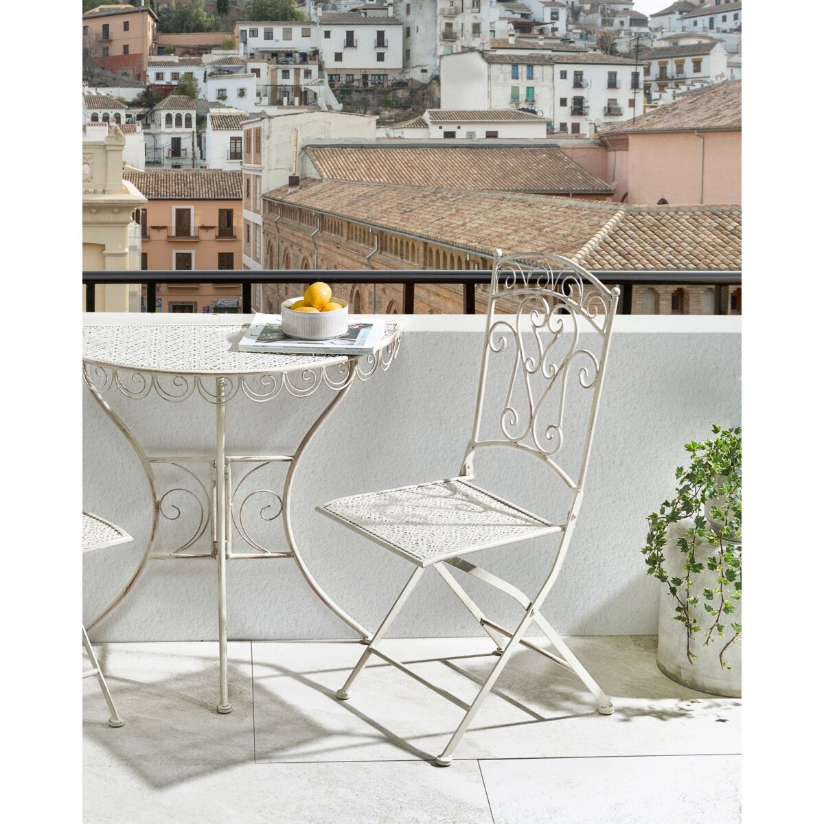 Zestaw 2 krzeseł ogrodowych JUINA Składane Metal Jasnobeżowy