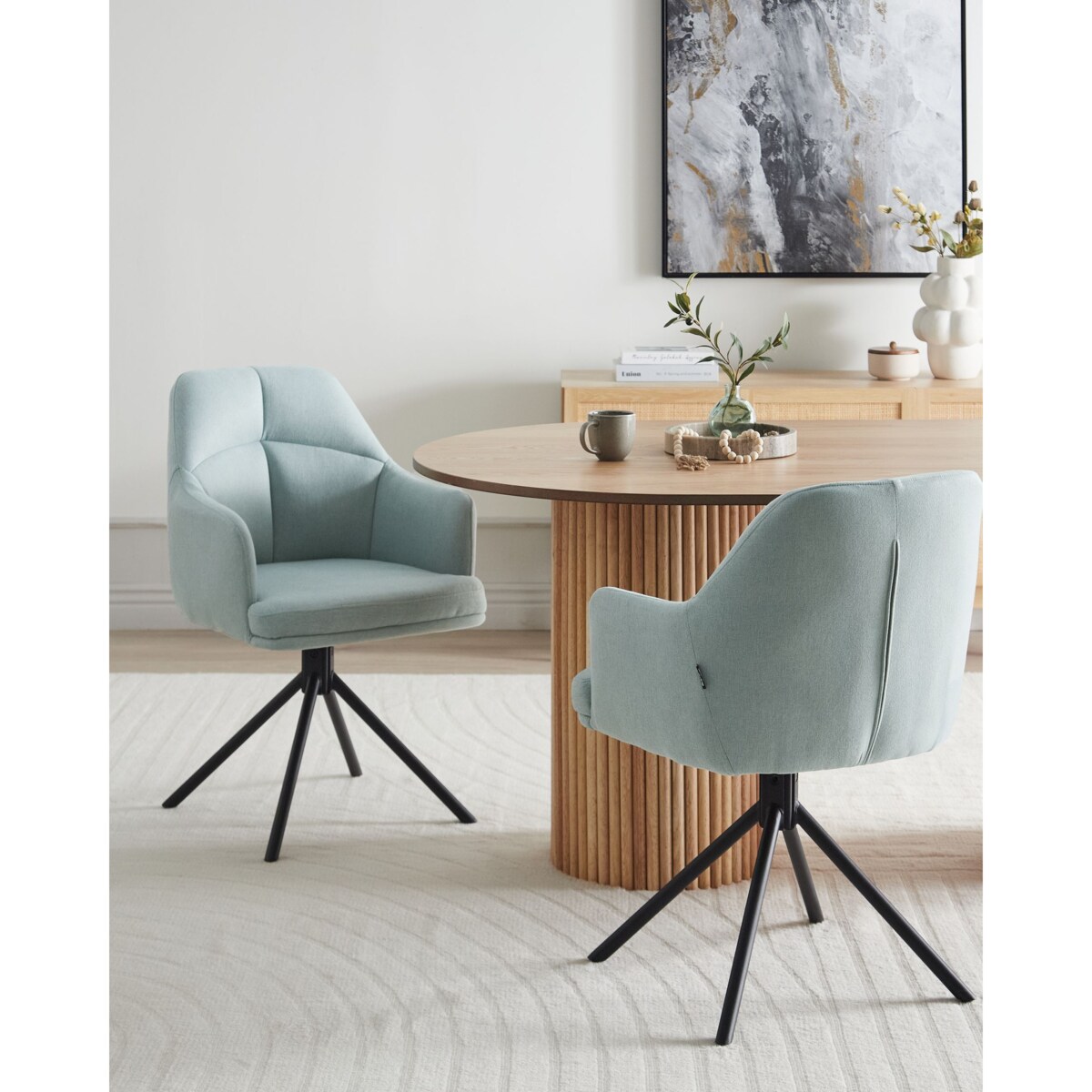 Zestaw 2 krzeseł do jadalni MIRA Tkanina Miętowy