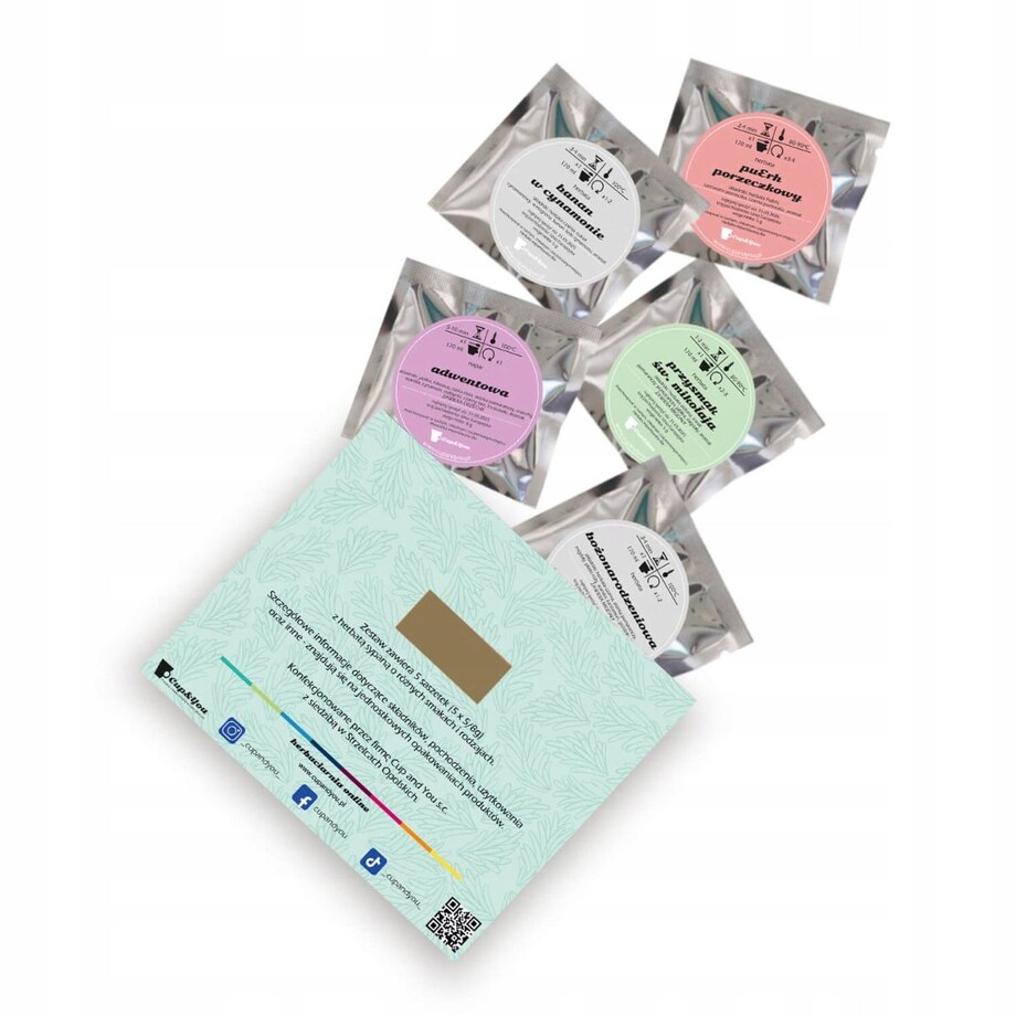 MAŁY ZESTAW PREZENTOWY MIX 5 RODZAJÓW HERBAT PREMIUM SYPANYCH PREZENT UPOMINEK POD CHOINKĘ NA ŚWIĘTA GWIAZDKĘ MIKOŁAJA BOŻE NARODZENIE DLA KOBIETY FACETA MĘŻCZYZNY