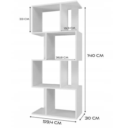 Regał otwarty stojący biały półka szafka biblioteczka nowoczesny loft 140cm