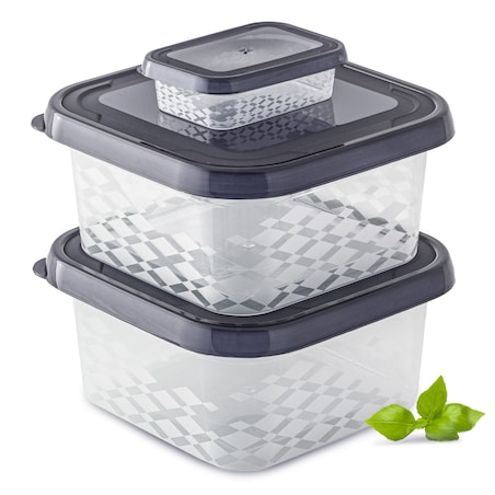 Zestaw Pojemników Plastikowych Do Żywności 3 Szt Pojemniki Antracyt