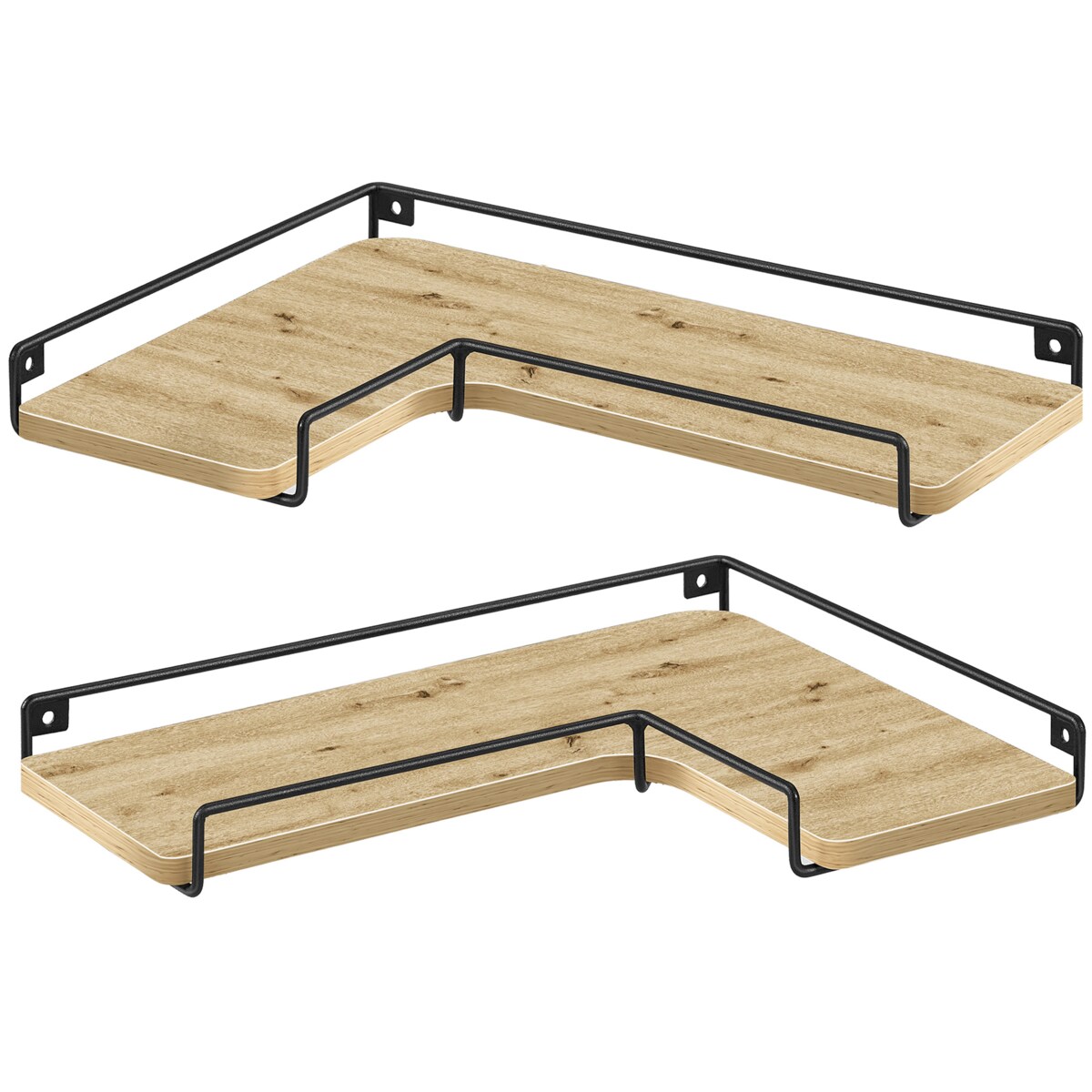 Półki 2 Szt nowoczesny styl, dąb artisan, czarny