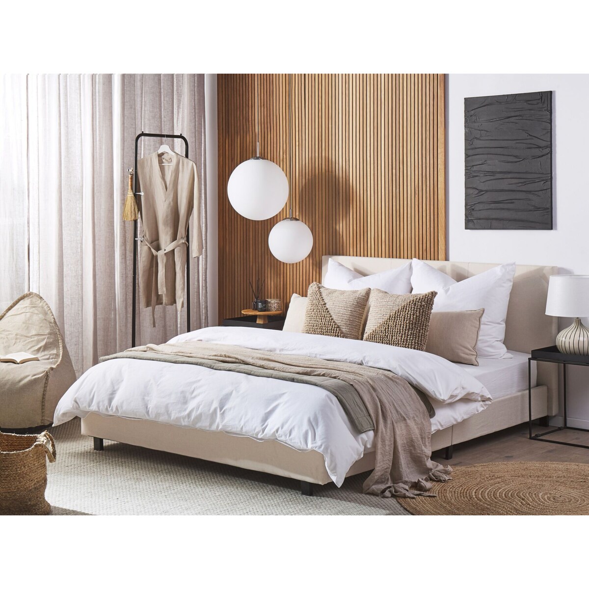 Łóżko tapicerowane 160 x 200 cm beżowe ALBI