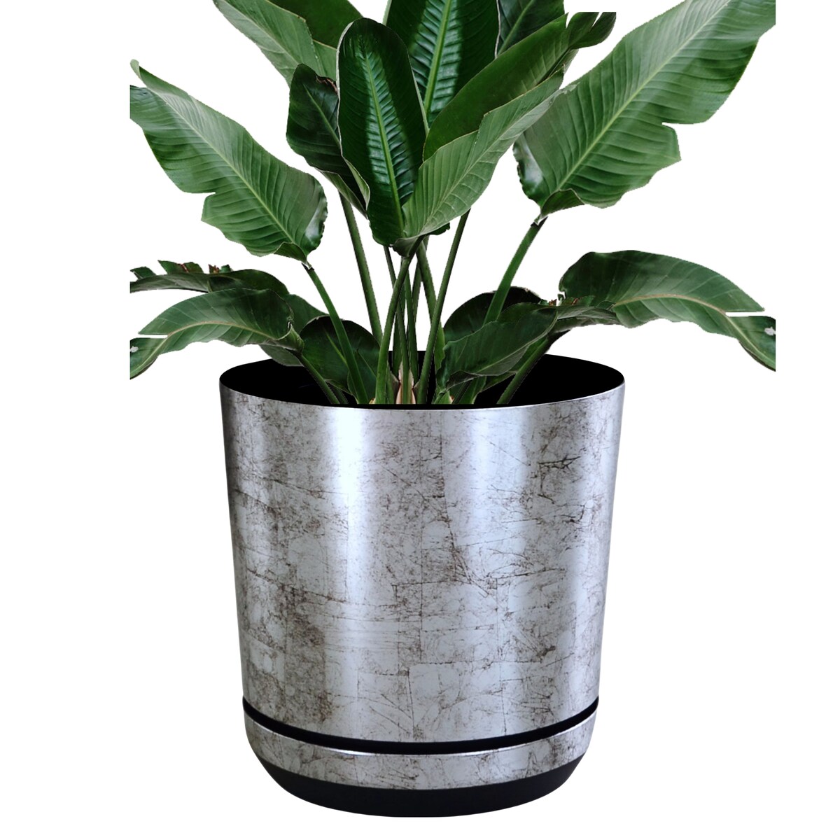 32 cm wzór STARE SREBRO Doniczka z podstawką klasyczna elegancka efekt kamienia skały duża szeroka donica