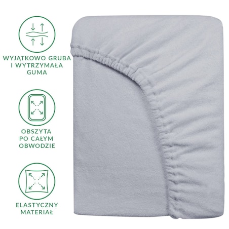 Prześcieradło z bawełny frotte z gumką 180x200 kolor popiel PREMIUM